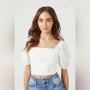 F21 white summer crop top